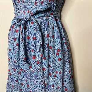 banjanan dress ira blue pomegranate bird print